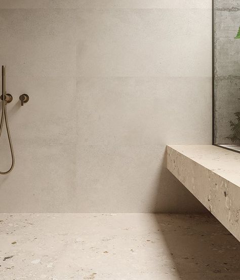 Concrete Tiled Bathrooms, Concrete Tile Floor Bathroom, Concrete Shower Ideas, Concrete Bathroom Floor, Concrete Tile Bathroom, Concrete Bathroom Design, Modern Floors, Concrete Shower, Concrete Tile Floor