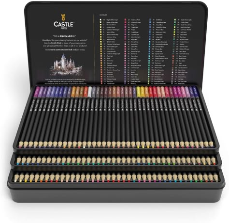 Castle Art Supplies 120 Coloured Pencil Set for artists, featuring 'soft series' core for expert layering, blending and shading; perfect for colouring books and classroom: Amazon.co.uk: Office Products Artists Sketchbooks, Professional Art Supplies, Crayola Colored Pencils, Cute School Stationary, Colored Pencil Set, Castle Art, Sketch Paper, Artist Sketchbook, Prismacolor Pencils