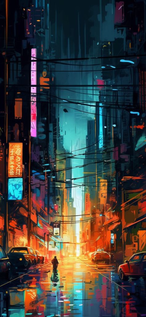 Cyberpunk Painting, City Wallpapers, Gacha Backgrounds, Laptop Backgrounds, Abstract City, Cyberpunk City, City Wallpaper, Immersive Experience, Colorful Abstract