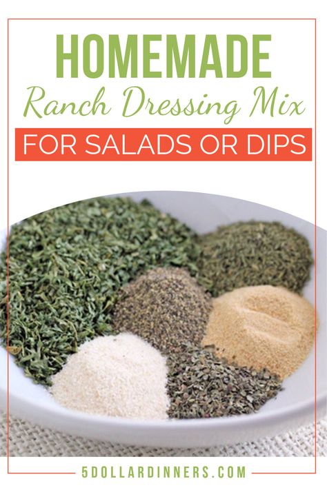 Best Homemade Ranch Dressing Mix for Salad or Dip Best Homemade Ranch Dressing, Ranch Dips, Best Homemade Ranch, Ranch Dressing Mix Recipe, Easy Homemade Ranch, Homemade Ranch Dressing Mix, Homemade Coffee Drinks, Homemade Dressings, Dry Ranch Dressing Mix