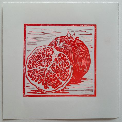 Pomegranate Lino Print, Fruit Linocut, Linocut Color, Armenian Symbols, Print Making Designs, Linocut Design, Relief Prints, Linoleum Print, Linoleum Block Printing