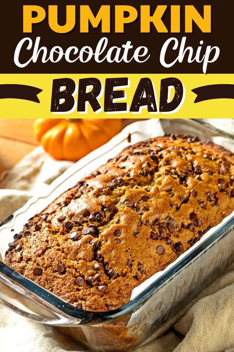 Chocolate Pumpkin Bread Recipe, Pumpkin Bread Recipe Chocolate Chip, Pumpkin Chocolate Chip Loaf Recipe, Chocolate Chip Pumpkin Bread Recipe, Chocolate Loaf Bread, Pumpkin Loaf Recipe, Easy Pumpkin Bread, Chocolate Pumpkin Bread, Pumpkin Bread Easy