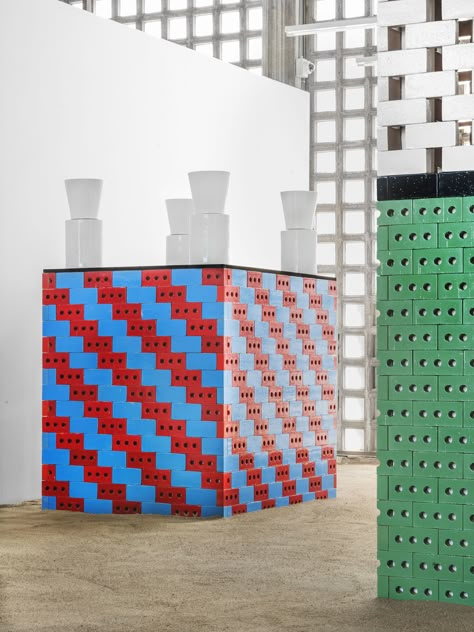 Nathalie Du Pasquier creates brightly coloured Bric exhibition for Mutina Tiny Tower, Nathalie Du Pasquier, Types Of Bricks, Architectural Scale, Glazed Brick, Sculptural Furniture, Memphis Design, Abstract Words, Traditional Ceramics