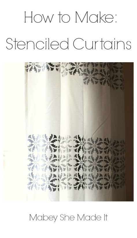 Must make! Easy to follow tutorial for DIY Stenciled Curtains Stenciled Curtains, Floral Furniture, Painted Curtains, Drop Cloth Curtains, Stencil Furniture, Party Table Cloth, Drop Cloth, Curtain Ideas, Stencil Diy