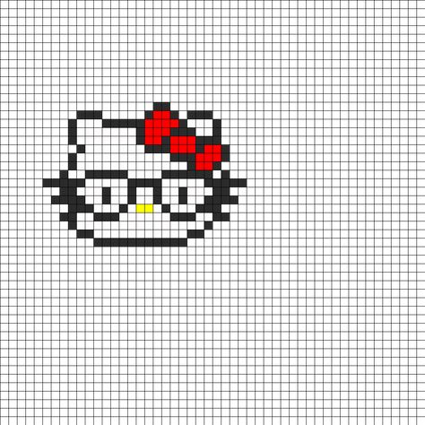 Nerdy Hello Kitty Fuse Bead Perler Bead Pattern Perler Beads Hello Kitty, Pixel Hello Kitty, Bead Kandi, Perler Pattern, Fuse Bead Patterns, Pony Bead Patterns, Perler Bead Templates, Kandi Patterns, Bead Sprite