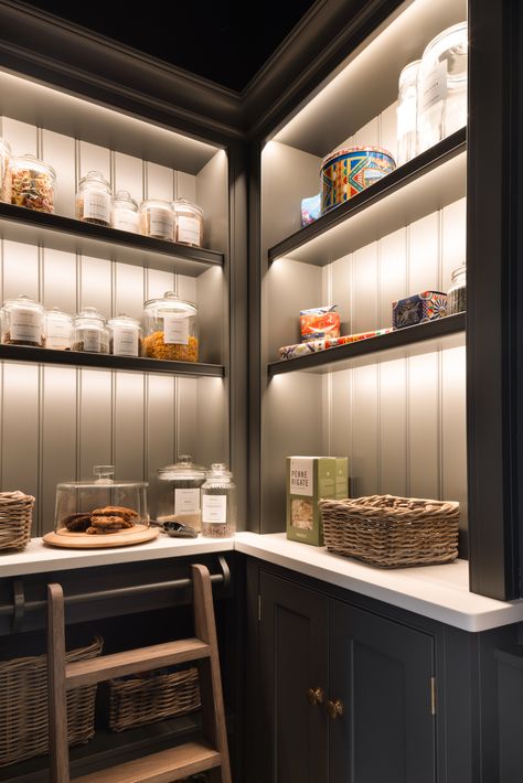 Harpenden Project - Humphrey Munson Humphrey Munson Pantry, Breakfast Larder, Step In Pantry, Humphrey Munson Kitchen, Larder Ideas, Soft Seating Area, Stable House, Humphrey Munson, Modern Pantry