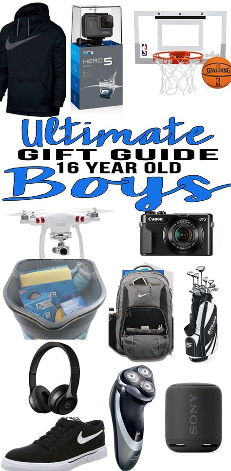 BEST Gifts 16 Year Old Boys! Top gift ideas that 16 yr old boys will love! Find presents & gift suggestions for a boys 16th birthday, Christmas or just because.Cool gifts for guys on their sixteenth bday.Wondering what to get a 16 year old boy for his birthday? We have you covered- popular gift ideas- from gadgets to electronics to sports… find the best gift ideas for a tween, teen or teenage boy! Amazing products for son, grandson, nephew, or best friend. Shop what’s trending for 16 year olds! Friend Presents, Guys Birthday, Guy Friend Gifts, Boy 16th Birthday, Birthday Present For Boyfriend, Birthday Presents For Men, Gifts For Guys, Birthday Friend, Presents For Boyfriend