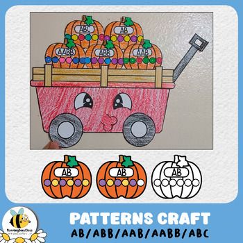 Math Craft : ✓ 5 Patterns :ABABBAABABCAABB✓ Pumpkin / Wagon✓ Large Size✓ Fall / Autumn✓ Style : Groovy, Retro✓ 2 Options :ColoredB&W Template✓ Idea for Bulletin Board / Hallway / Classroom Decor / Door Decorations✓ Preschool / Kindergarten / Grade : 1st, 2nd 3rd 4th 5th 6th✓ Personal Use OnlyFol... How To Make 3d Pumpkin Bulletin Board, 3d Pumpkins For Bulletin Boards, Pumpkin Spice Bulletin Board, Cutest Pumpkin In The Patch Bulletin Board, Groovy Fall Bulletin Board, Pumpkin Math, Ab Patterns, Retro 2, Fall Bulletin Boards