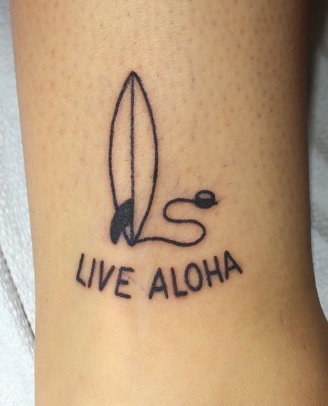 Livin' right. Surfboard tattoo. Surfboard Tattoo, Surf Tattoos, Surfer Tattoo, Surf Tattoo, Weird Tattoos, Waves Tattoo, New Tattoo, Symbolic Tattoos, Small Tattoo