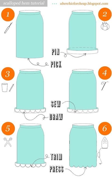 how to scallop a hem - to do on shorts? Skirt Patterns, Mood Happy, Scalloped Skirt, Sewing 101, Skirt Tutorial, Sewing Skirts, Pattern Drafting, Hem Skirt, Sewing Skills