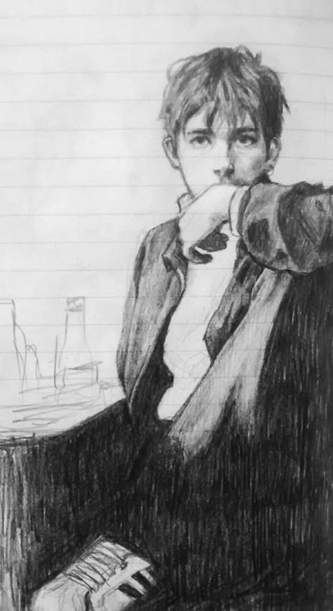 Lined Paper Drawing, Lined Paper Art, Guy Reference, White Blank Page, 얼굴 드로잉, White Blank, Damon Albarn, 캐릭터 드로잉, The Afterlife