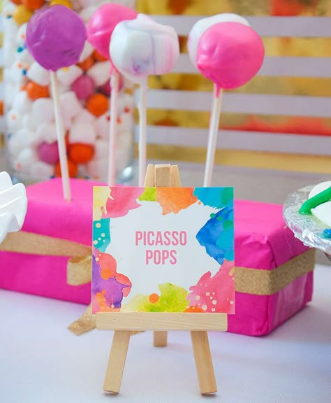 Picasso Birthday Party, Art Party Invite, Art Themed Birthday Party, Art Party Birthday, Art Themed Party, Colors Party, Painting Birthday Party, Birthday Painting, Food Buffet