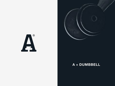 A Lettermark Logo - A Dumbbell by Kreabie on Dribbble #A Vp Logo, Oscar Logo, Gym Branding, F1 Logo, Lettermark Logo, Training Logo, Sales Deck, Lettermark Logos, Gym Logo