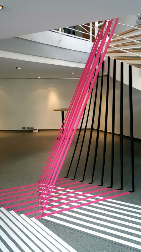 String Installation, Urban Art Installation, Tape Installation, Retail Signage, Tape Art, Wayfinding Signage, Floor Installation, Op Art, Window Display