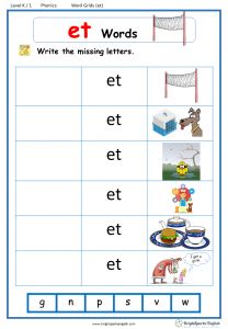 Et Words Worksheet, Et Word Family Worksheet, Et Family Words Worksheet, Et Family Words, Ed Word Family, Et Word Family, Cvc Reading, Phonics Reading Passages, Phonics Cvc