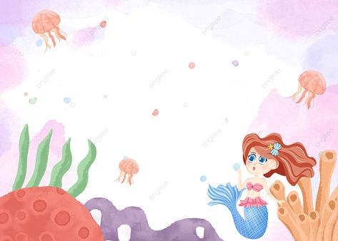 Mermaid Background Landscape, Mermaid Background, Mermaid Watercolor, Fish Background, Mermaid Cartoon, Mermaid Fin, Background Landscape, Ocean Backgrounds, Fabric Fish