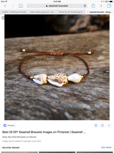 Sea Shell Bracelet, Leather Anklets, Shell Crafts Diy, Pola Gelang, Seashell Jewelry, Ocean Jewelry, Gelang Manik, Love Jewelry, Bracelet Fashion