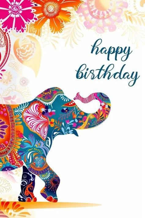 Free Elephant Birthday Happy Birthday Elephant, Birthday Elephant, Happy Birthday Wishes Pics, Birthday Cards Images, Birthday Wishes Pics, Happy Birthdays, Birthday Greetings Friend, Happy Birthday Art, Happy Birthday Greetings Friends