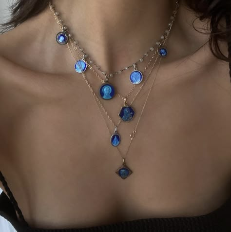 Blue Mermaid Aesthetic, Dark Blue Jewelry, Siren Aesthetic, Blue Choker, Mermaid Aesthetic, Accesories Jewelry, Mermaid Jewelry, Dope Jewelry, Chunky Jewelry