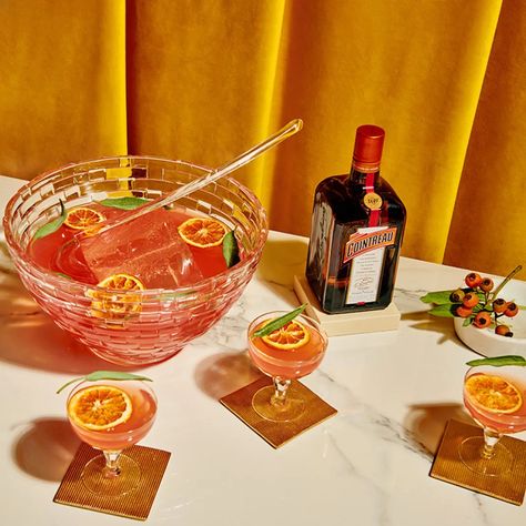 Thanks Given Cocktail Recipe for a Crowd | Cointreau US Sapphic Yearning, Cointreau Cocktail, Cointreau Cocktails, Cocktail Recipes Tequila, Cocktail Recipes For A Crowd, Orange Wheels, Batch Cocktails, Orange Liqueur, Thanksgiving Cocktails