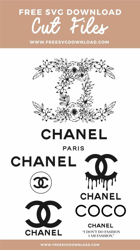 Coco Chanel Logo Free Printable, Chanel Logo Printable Free Svg, Brand Svg Free, Louis Vuitton Tumbler Cup Svg, Versace Svg Free, Name Brand Logo Svg Free, Name Brand Logo Svg, Chanel Cricut Projects, Lv Svg Free