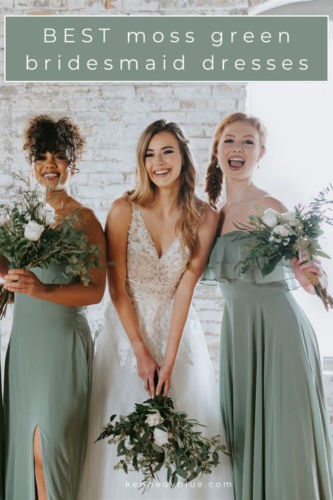 Moss Bridesmaid Dresses, Moss Green Bridesmaid Dresses, Moss Green Wedding, Moss Bridesmaid Dress, Top Wedding Colors, Wedding Seasons, Popular Bridesmaid Dresses, Moss Dress, Green Weddings