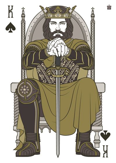 King Card Design, Hebrew Poster, King Card, King Of Spades, Jack Of Hearts, Heart Artwork, Divination Cards, Playing Cards Art, Kings Game