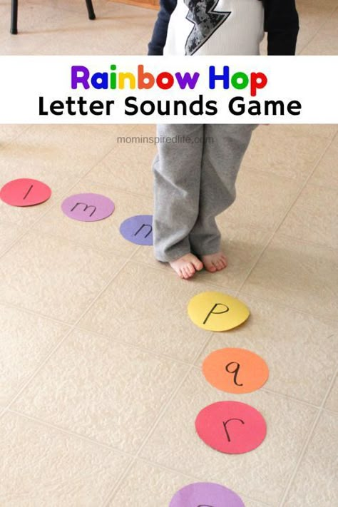 Letter Sound Games, Alphabet Game, Alphabet Sounds, Preschool Literacy, Preschool Letters, Letter Activities, Alphabet Preschool, Rainbow Party, Kindergarten Literacy