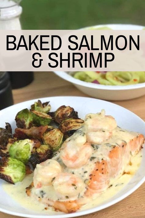 Baked Salmon And Shrimp, Salmon Crusted, Salmon With Shrimp, Baked Salmon With Lemon, Baked Salmon Lemon, Salmon Recipes Pan Seared, Salmon With Lemon, Salmon Recipes Baked Healthy, Salmon And Shrimp