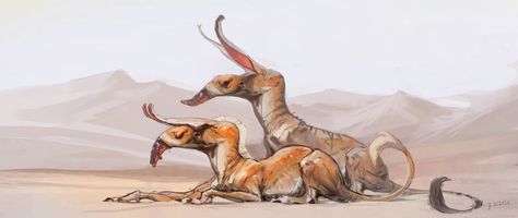 Desert Alien, Alien Wildlife, Alien Desert, Land Creatures, Alien Animals, Speculative Biology, Evolution Art, Desert Animals, Fantasy Animals