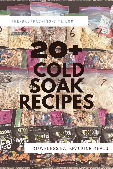 ‘Cold soaking’ is the process of rehydrating food using nothing but cold water. Especially for long multi-day hikes, every ounce counts! Although the ritual of cooking a meal at the end of the day is worth the weight of equipment, our recipes guarantee you won’t miss out on any comfort when backpacking without a stove. #coldsoak #coldsoaking #coldsoakmeals #coldsoakrecipes #stovelessbackpacking #ultralightbackpacking #backpacking #hiking #camping #ultralight #packweighttips #backpackingtips Dehydrate Meals For Camping, Pct Trail Backpacking Meals, Homemade Backpacking Food, No Cook Hiking Food Backpacking Meals, 3 Day Backpacking Food, Dehydrated Meals For Backpacking, Jet Boil Recipes Backpacking Meals, Hiking Recipes Backpacking, Diy Backpacking Food