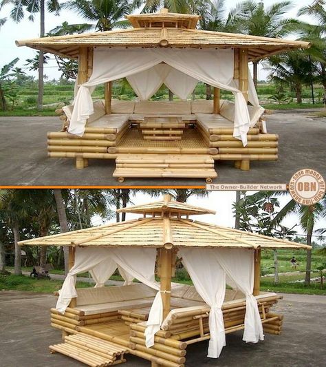 Bamboo Diy, Bamboo Building, Bamboo House Design, Bamboo Structure, Bamboo Architecture, Wooden Gazebo, Bamboo Decor, Bamboo Construction, Bamboo Art