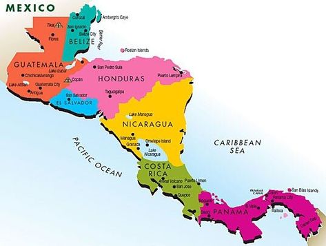 Geography is History: Locate the Countries of Central America — Teaching Central America Central America Map, South America Map, Geography Map, Maps For Kids, America Map, World Geography, Central American, Santa Lucia, America Travel