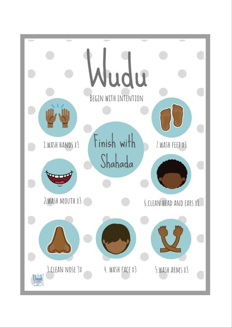 A visual print depicting the correct manner to perform Wudu Wudu Steps, Muslim Kids Crafts, Daily Duas, Ramadan Tips, Muslim Kids Activities, Islamic Kids Activities, Diy Preschool, Ramadan Kids, Alphabet Phonics