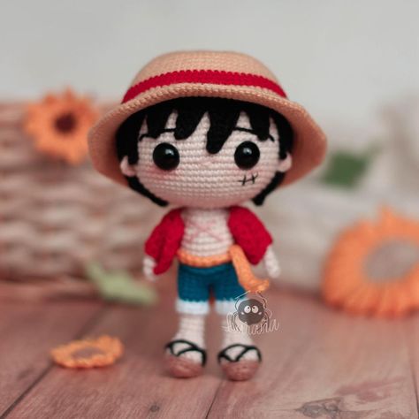 Crochet Anime Characters, Crochet Luffy, Crochet Giveaways, Luffy Amigurumi, Luffy Hat, Luffy Straw Hat, Amigurumi Anime, Giveaways Ideas, Crochet Store