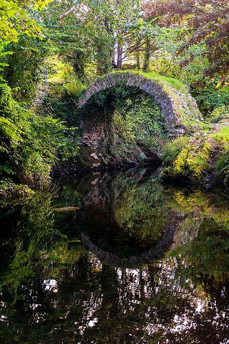 Cromwell's Bridge, Kenmare, in the SW of Ireland. The stone bridge stands over the River Finnihy dating back to the 1120s.  It was named after the Irish word for moustache (croimeal) Do you think it looks like a moustache.  Photo: flickr.com/Ireland Jenny Greenteeth, Kenmare Ireland, Dragonfly Pond, Story Settings, Christmas In Ireland, Ancient Ireland, Ireland Road Trip, Southern Ireland, Stone Bridge