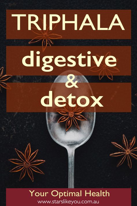 Triphala: Digestion and Detox - Triphala is one of the the best researched natural remedies known to Ayurvedic medicine. With high levels of anti-oxidants, the benefits of triphala are numerous. You can use Triphala to balance your digestion, remove toxins and provide your immune system with extra support to minimize the stress of everyday life. Triphala is one of the best tools available for a safe yet effective detox. Triphala How To Take, Triphala Benefits For Women, Triphala Benefits, Ayurveda Routine, Detoxifying Food, Internal Cleanse, Ayurveda Recipes, Ayurvedic Diet, Ayurveda Life