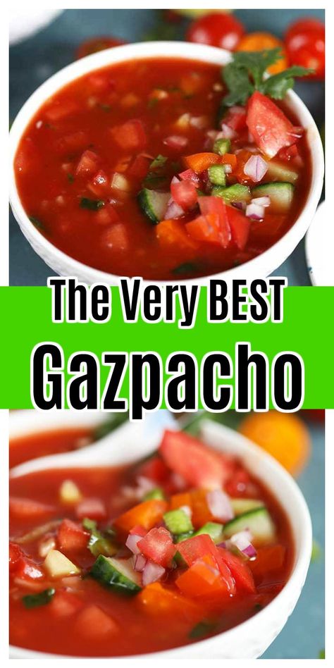 Easy Gazpacho, Summer Soup Recipes, Cold Soup Recipes, Gazpacho Soup, Gazpacho Recipe, Chilled Soup, Summer Soup, Recetas Keto, Soup And Sandwich