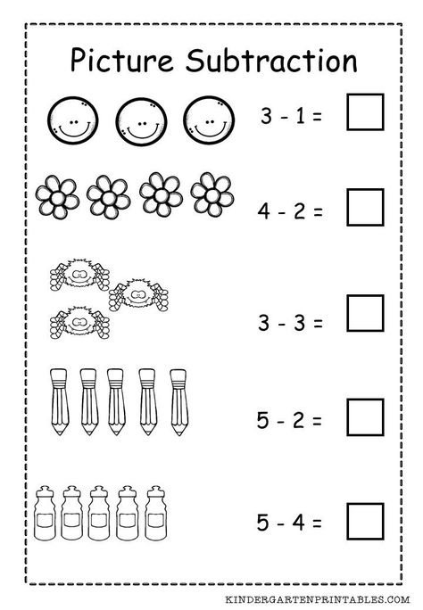 Basic Picture Subtraction Worksheet Free Printable Basic Subtraction Worksheets, Kindergarten Subtraction, Basic Math Worksheets, Math Subtraction Worksheets, Easy Math Worksheets, Basic Subtraction, Nursery Worksheets, Subtraction Kindergarten, Math Subtraction