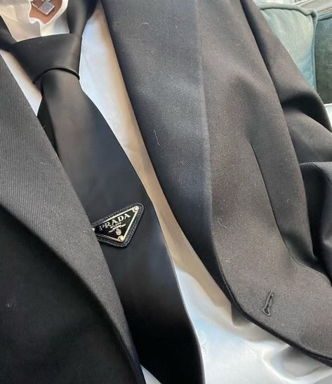 🖤🏴 Necktie, Black Tie, White Shirt, Prada, Sense, White, Black