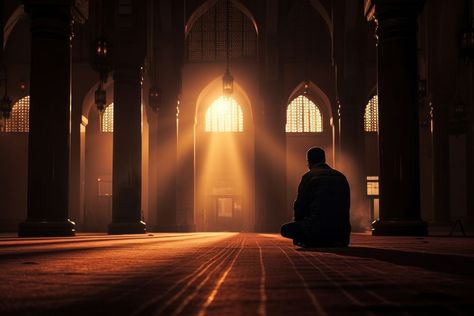 Muslim man praying adult contemplation | premium image by rawpixel.com Muslim Praying, Mosque Silhouette, Man Praying, Muslim Men, Muslim Prayer, Man Photography, Man Men, Guy Pictures, Nature Photography