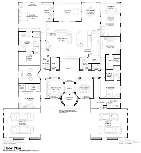 House Plan With Secret Passage, Toll Brothers House Plans, Four Car Garage House Plans, 4 Bedroom 4 Bath House Plans, House With 4 Car Garage, Game Room Floor Plans, His And Hers Master Bath, 4 Car Garage House Plans, Couple Rooms