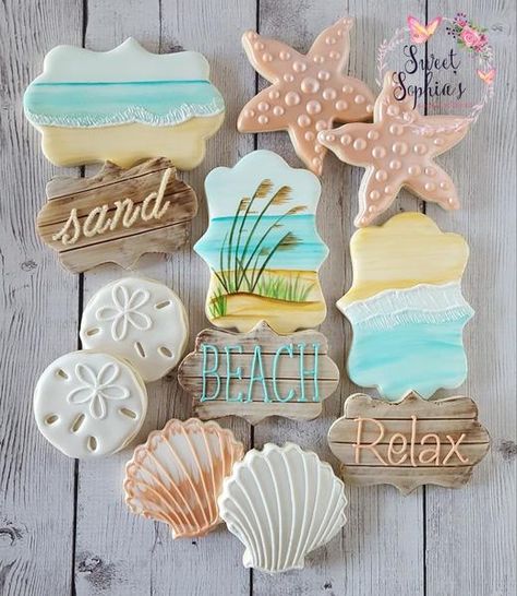 Summer Sugar Cookies, Beach Cookies, Cookies Theme, Summer Cookies, Sugar Cookie Designs, Pretty Cookies, Fancy Cookies, Cookie Frosting, Creative Cookies