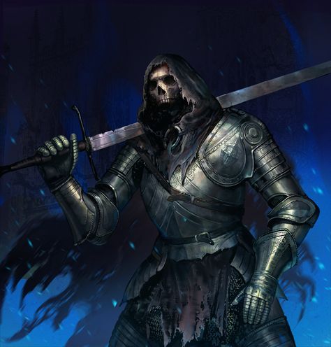 ArtStation - skull knight Fantasy Faction, Undead Knight, Skull Knight, Warrior Concept Art, Dark Creatures, Knight Art, Blackest Knight, Creature Concept Art, Fantasy Concept Art