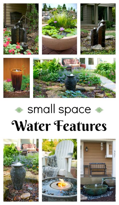 Small Space Water Features Landscaping Water Feature, Waterfall Landscaping, Small Water Fountain, Patio Pond, Small Water Features, Backyard Water Feature, Waterfalls Backyard, Waterfall Features, Small Fountains