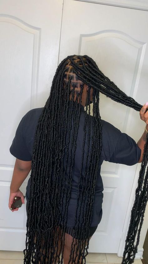 Soft Locs Knee Length, 44 Inch Soft Locs, Large Part Soft Locs, 30 Inch Soft Locs Hairstyles, Ankle Length Soft Locs, Soft Locs 30 Inch, Faux Locs Medium Size Parts, Ankle Length Faux Locs, Soft Locs Large Parts