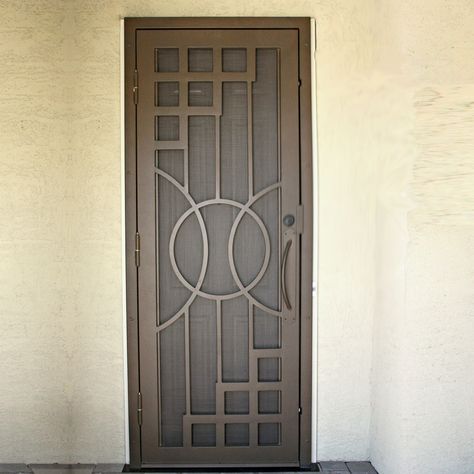 Nouveau | First Impression Security Doors Mesh Door Design, Pintu Ganda, Metal Screen Doors, Wrought Iron Doors Front Entrances, Iron Security Doors, Pintu Interior, Door Mesh, Porte In Ferro, Window Grill Design Modern