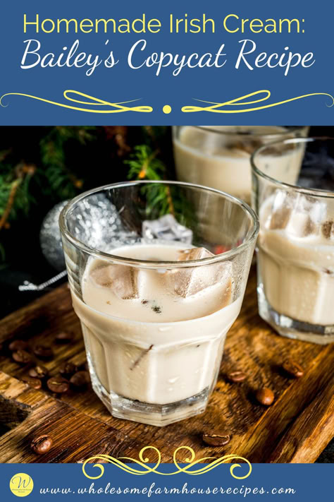 three glasses of homemade irish cream Copycat Baileys Irish Cream, Homemade Irish Cream Liquor, Homemade Baileys Irish Cream Recipes, Home Made Baileys Irish Cream, Diy Baileys Irish Cream, Baileys Recipes Drinks, Irish Cream Drinks, Baileys Irish Cream Coffee, Homemade Baileys Irish Cream