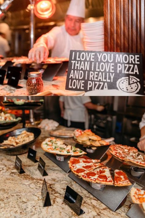 Our Al Forno open kitchen station is a pizza lover's dream come true. Indulge in a mouthwatering variety of freshly baked pizzas, including buffalo chicken, Margherita, Hawaiian, and many more! Sign Photo: @lisahornakphotography Pizza Photo: @jordynkaseyphoto Kitchen Station, Chicken Margherita, Pizza Station, Pizza Photo, I Love Pizza, Pizza Bake, Love Pizza, Pizza Lovers, A Day To Remember