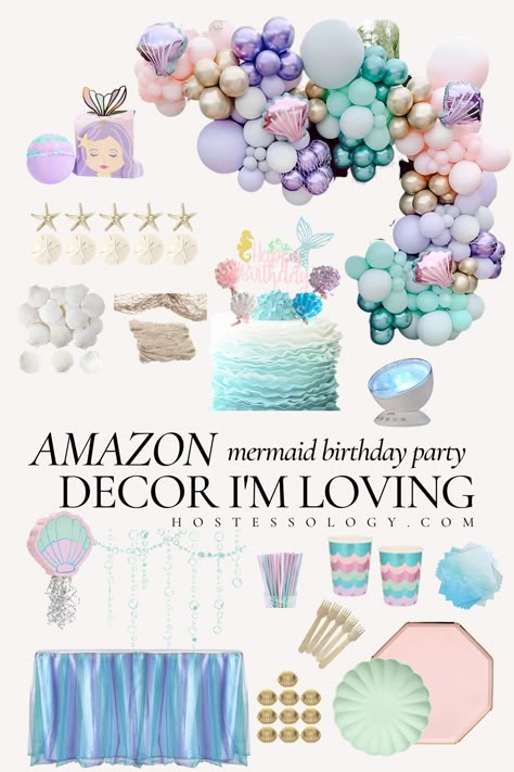 Aesthetic pink, purple, mint, and blue under the sea theme decor ideas for your bday celebration. #mermaidbirthday #undertheseabirthday #onederthesea #amazon #amazonfinds Purple And Blue Mermaid Party, 3 Under The Sea Birthday Party, Mermaid Theme 2nd Birthday Party, Under The Sea Two Year Old Birthday, Under The Sea Birthday Girl, Under The Sea Birthday Games, Oneder The Sea Balloon Arch, Under The Sea Third Birthday Party, Under The Sea Girl Birthday Party